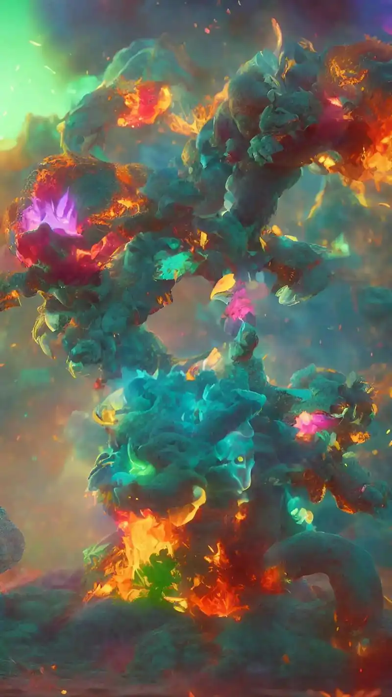 彩色火焰怪物3d8k抽象