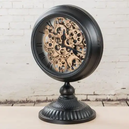 zakka杂货创意家居钟表摆件复古做旧工艺钟软装仿机械齿轮座钟