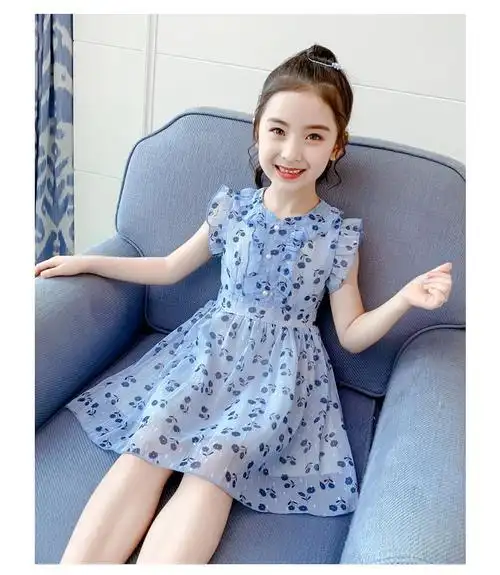 女童连衣裙夏装2022新款韩版儿童装夏季裙子女大童洋气雪纺公主裙