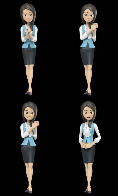 卡通 女生版站姿 坐姿