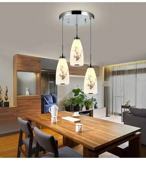 歺厅灯餐厅吊灯简约现代led玻璃饭厅吧台三头餐桌灯具创意个性小吊灯a