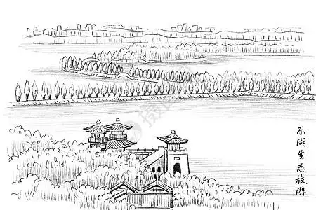 武汉东湖绿道风景插画