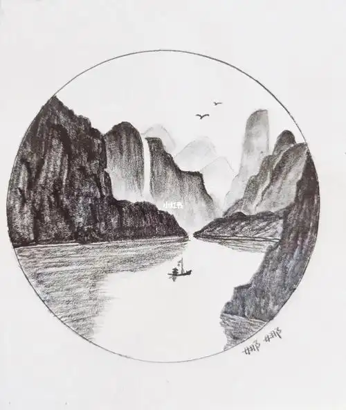 临摹  #山水画  #铅笔手绘