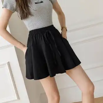 zgmr百褶裙短裙女夏季高腰显瘦学生运动裙裤a字小众防走光半身裙黑色m