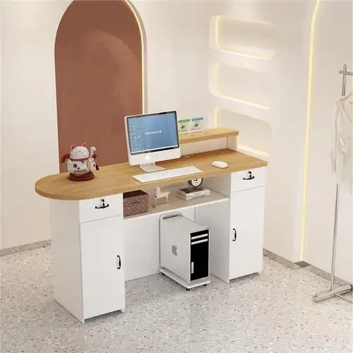 服装店收银台闪电客小型吧台圆弧接待台转角台鞋店美容院前台简约ins