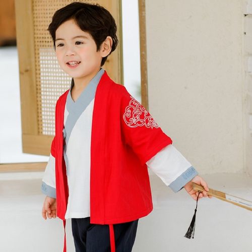 中国国风民族汉服男童古风帅气少爷幼儿园国学唐装