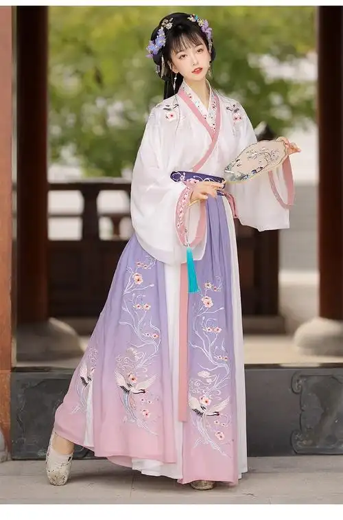 【保暖舒适】【汉服女成人冬装】言然白鹤栖汉服女原创晋制交领齐腰