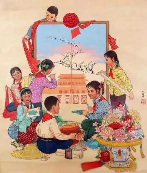 70年代宣传画:伟大祖国繁荣富强,欣欣向荣!
