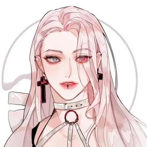 韩国画师boycha动漫头像女生头像酷唇钉异瞳粉色长发渣女