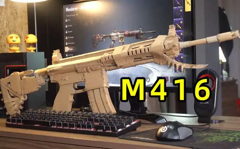 不愧是手工大师!用纸板造了把m416!