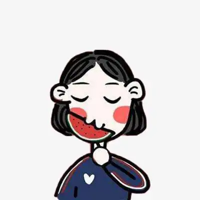 小口吃西瓜的小女孩