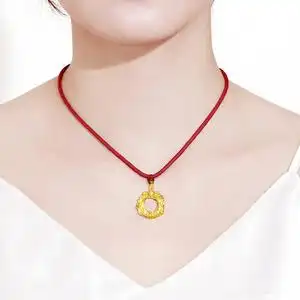 999足金生肖龙吊坠黄金项链女十二生肖金龙平安扣圆环3d硬金挂坠