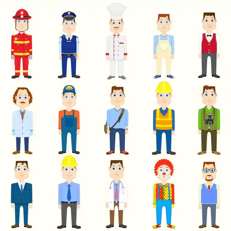 专业人士,矢量图的不同职业的人