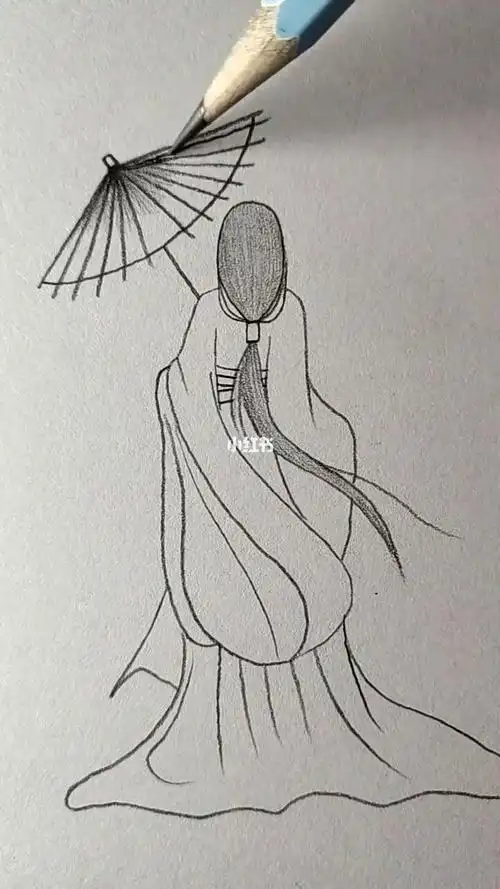 素描古风女子裙装图片 第1页手绘 古风 女子 媚眼如丝古风人物素描画