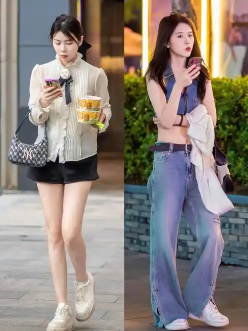 看武汉街拍就知道,时髦女孩都不穿高跟鞋,小白鞋,小皮鞋才时髦_运动