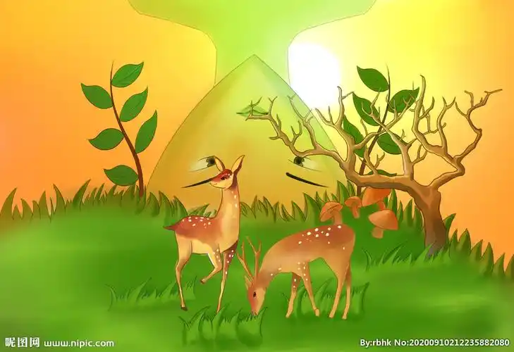 梅花鹿插画图片