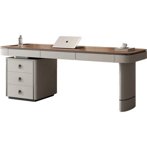 轻奢实木书桌现代设计师办公桌北欧简约高档复古风写字台电脑桌子