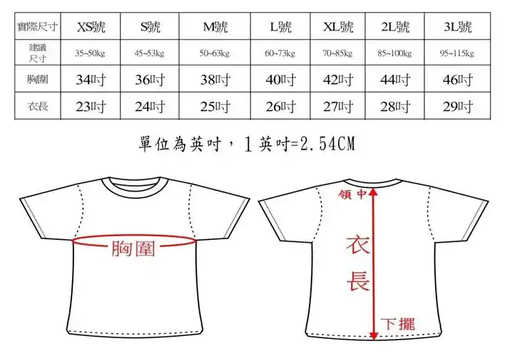*请依据表格公告尺寸选择合适size,恕不接受更换尺寸,另衣服尺寸误差