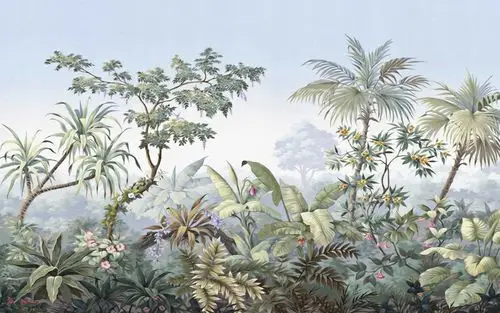 a053761复古热带雨林芭蕉叶 - 中国壁画网-壁画_电视背景墙_沙发背景
