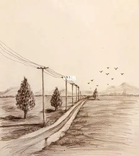 风景画铅笔风景画铅笔画简单黑白