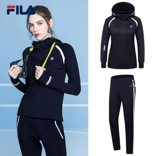 fila斐乐女运动套装2018春季新款湿排汗防风速干运动外套运动裤女 f11