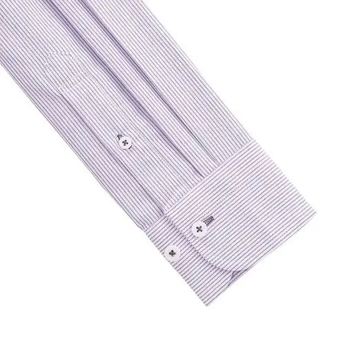 经典温莎领牛津纺商务衬衫 紫色细白条纹的清晰图片