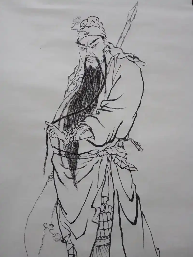 高70厘米关公画像,#水墨写意 #手绘  - 抖音