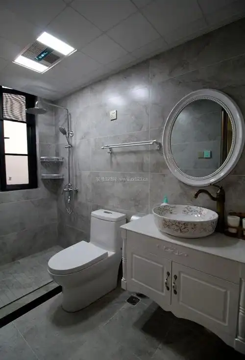 2022简欧卫生间灰色瓷砖装修效果图片大全