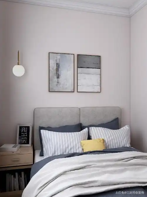 50平米轻奢北欧风情卧室床头柜北欧极简卧室设计图片赏析