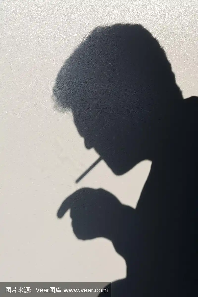 吸烟的男人的影子,抽烟的年轻人,概念抽象的背景