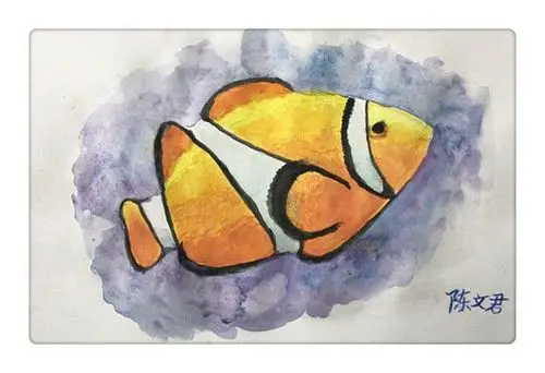 艺风素描班学员--陈文君 写美篇本学期特色课程 水彩作品《小丑鱼》