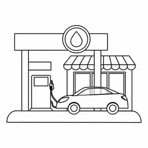 形加油站燃料汽车填满成汽车燃料的工人天然气石油汽油笔芯站车和客户