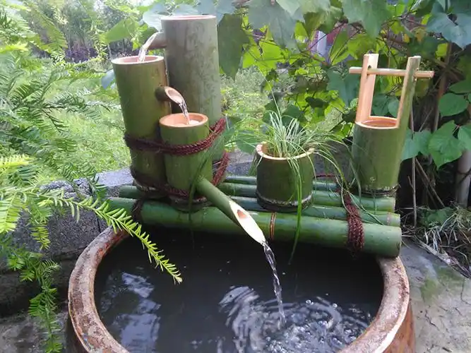 竹子流水竹筒流水鱼缸石槽鱼池过滤增氧器竹制工艺品装饰摆件包邮