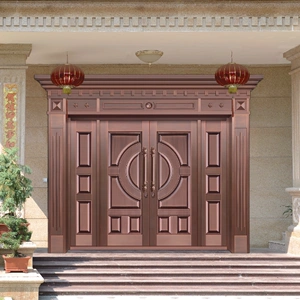 新款纯铜四开子母门中式四扇全铜别墅客厅进户大门真铜四开门定制