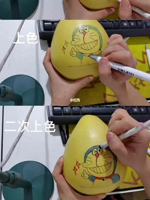 柚子上的哆啦a梦绘画全过程来了