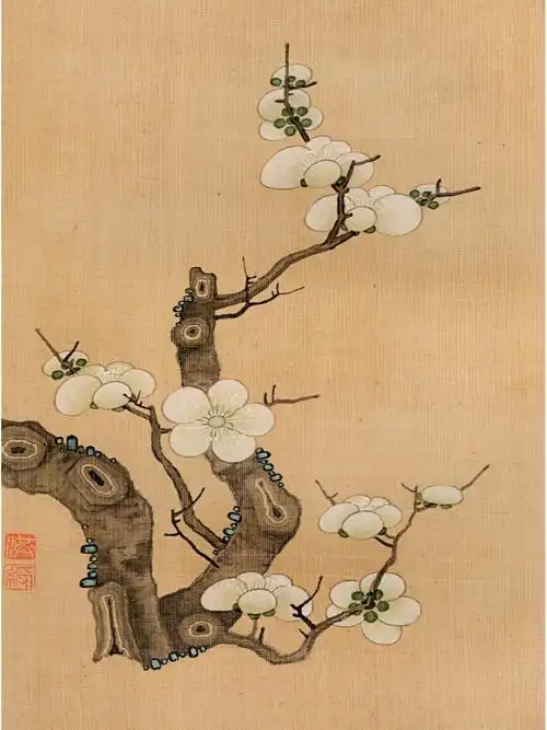 分享陈洪绶梅花图附细节图