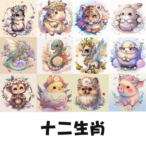 十二生肖卡通钻石画满钻客厅可爱萌宠十字绣2023新款贴手工带框5d