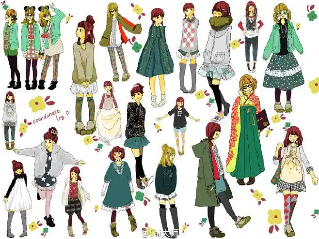 绘画学习萌妹纸的服装设计绘制搭配参考喜欢的收着戳大图