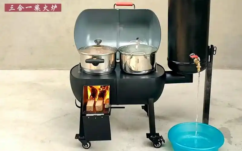 利用废弃的煤气罐就能改造出一款三合一柴火炉,非常的经济实用