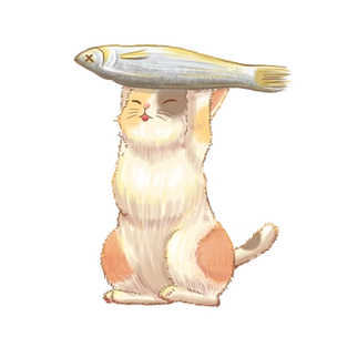 卡通动漫二次元萌妹可爱女生眼睛肥唇小丑鱼灯泡鱼站立鞠躬卡通手绘