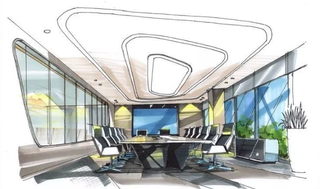 办公空间办公室装修设计手绘草图
