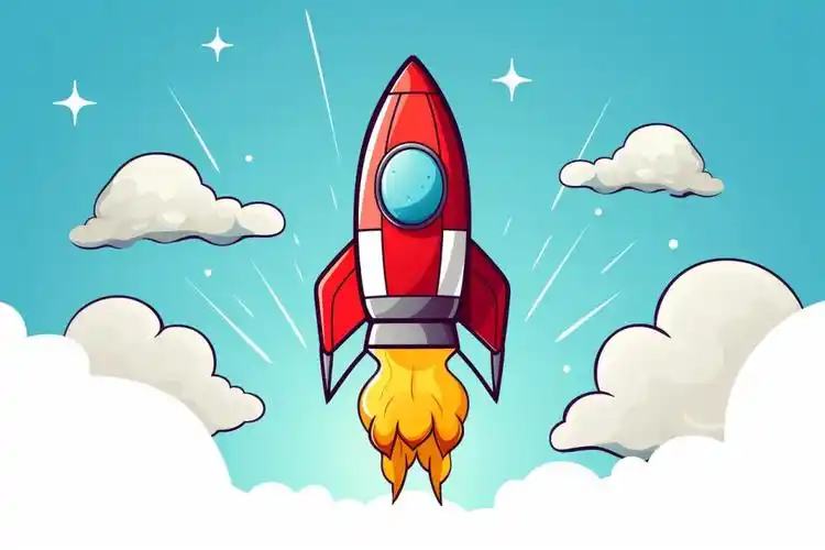 漫画卡通航天宇宙飞船火箭发射插画