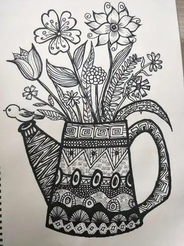 临沂八小 教师5人 作品六幅 王欢欢:《线描画》