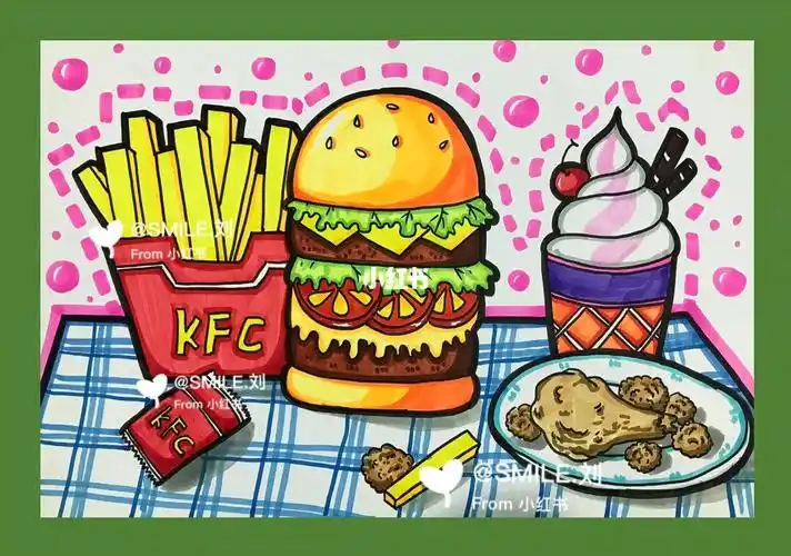 汉堡食物儿童画幼儿园简笔画幼师考编