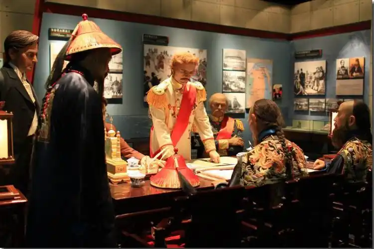 《瑷珲条约》签订场景复原黑龙江中俄界河一带长达3000公里,而