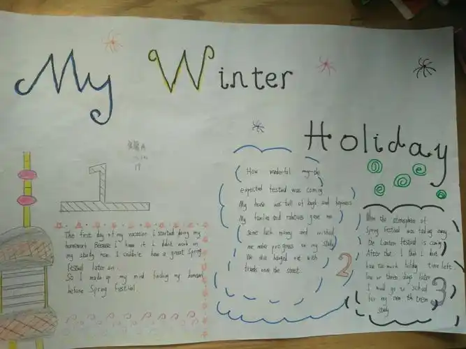 六2班寒假小报winter holiday主题手抄报获奖作品展