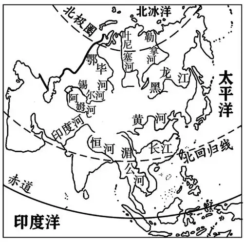 河流巨大的面积和完整的大陆轮廓,使亚洲具有广大的远离海洋的内陆