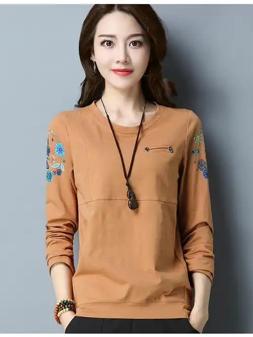 相合佰丽2018春装新款长袖t恤女 纯棉宽松大码打底衫显瘦上衣小衫