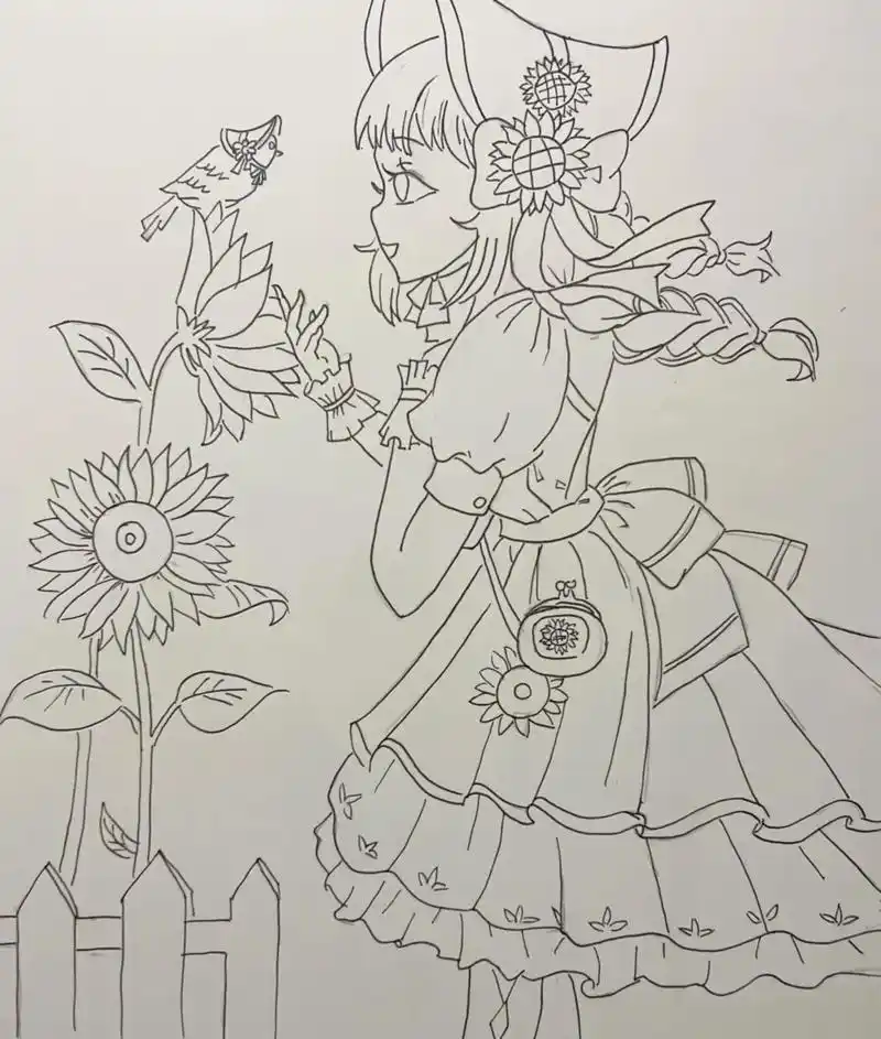 动漫少女临摹#手绘 #漫画女孩 #马克笔 #简笔画 - 抖音