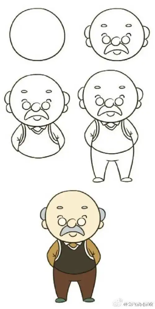 简笔画——超级可爱的老奶奶简笔画_简笔画_潮流_手帐老奶奶简笔画